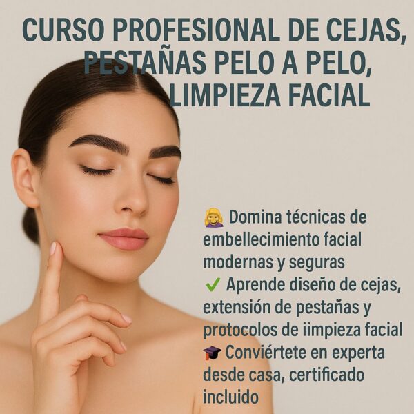 CURSO DE CEJAS, PESTAÑAS PELO A PELO, LIMPIEZA FACIAL